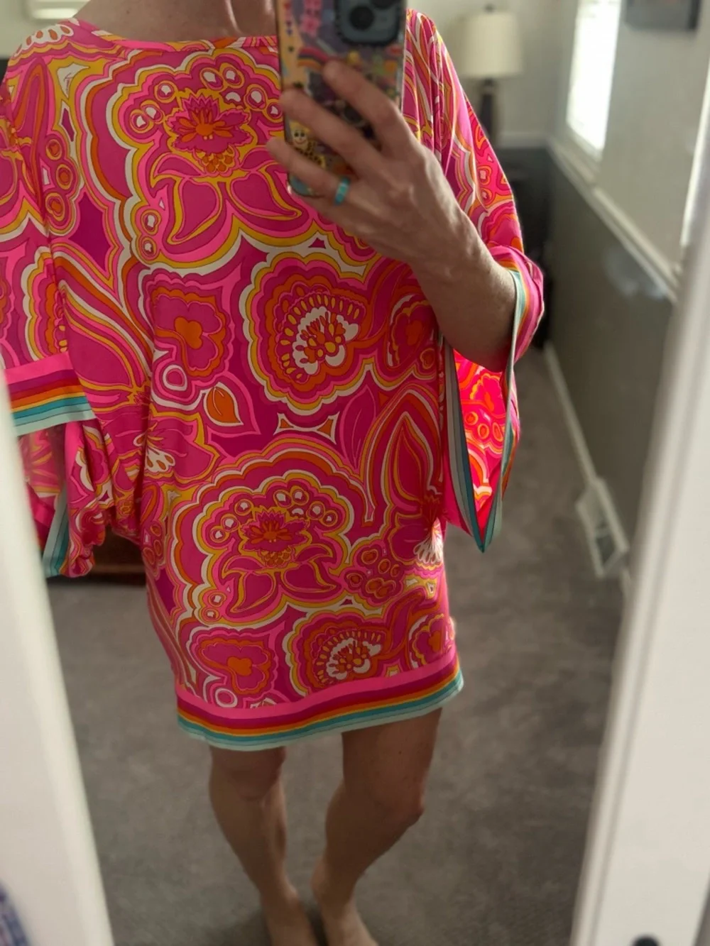 Trina Turk 25th Anniversary Morning Sunrise Swim Cover Tunic Kafta psychedelic - Picture 10 of 15